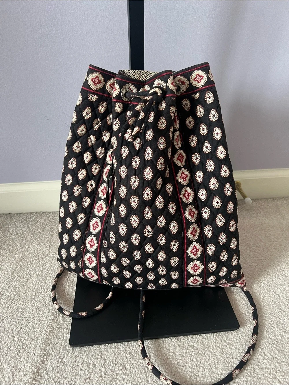 Vera Bradley Black Quilted Drawstring Bag